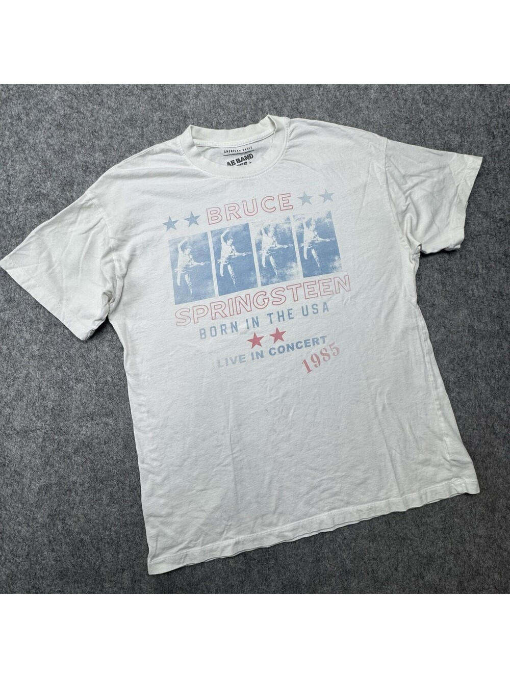Bruce Springsteen Born In USA Band Tee American Eagle Shirt Mens XS/S White